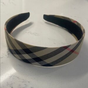 Vintage Burberry Classic Check Headband in Beige and Black